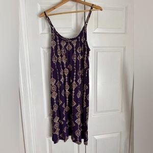 Purple Printed Spaghetti Strap Sundress